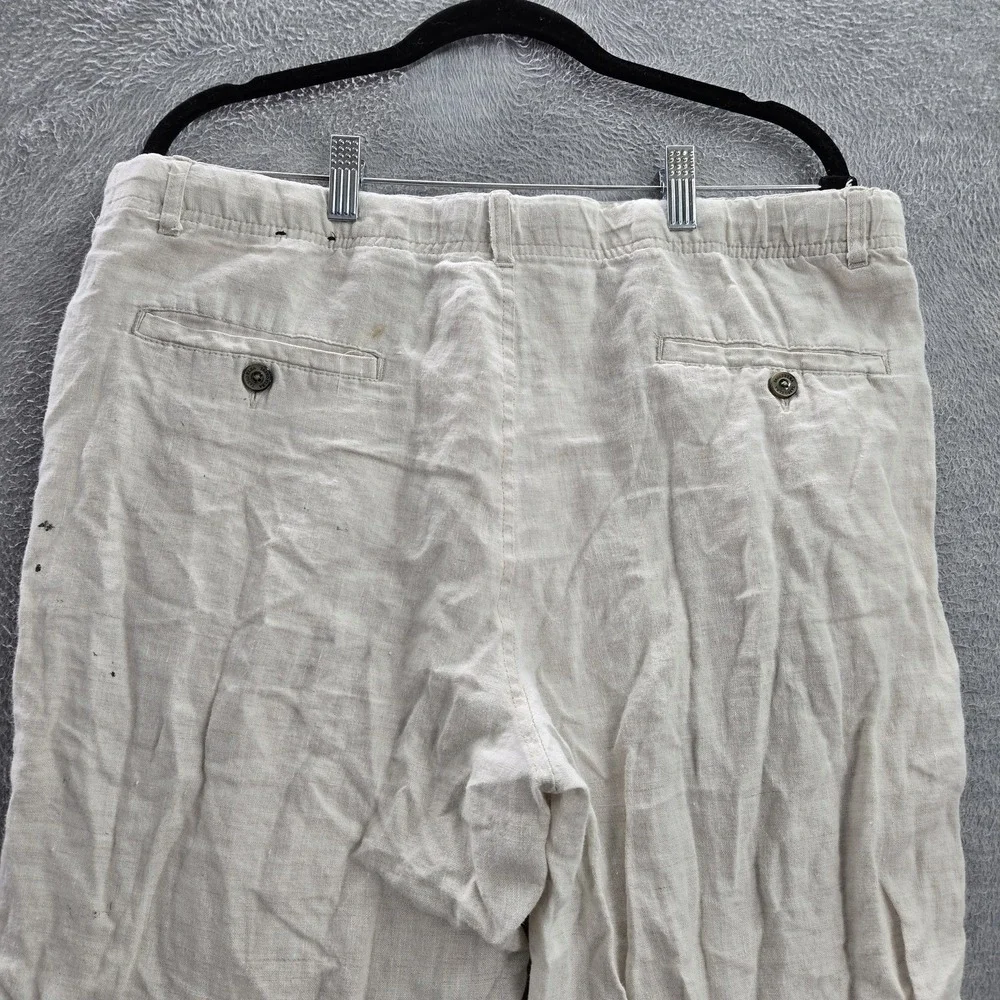 Tasso Elba Island Men Pants L Beige Linen Casual 29